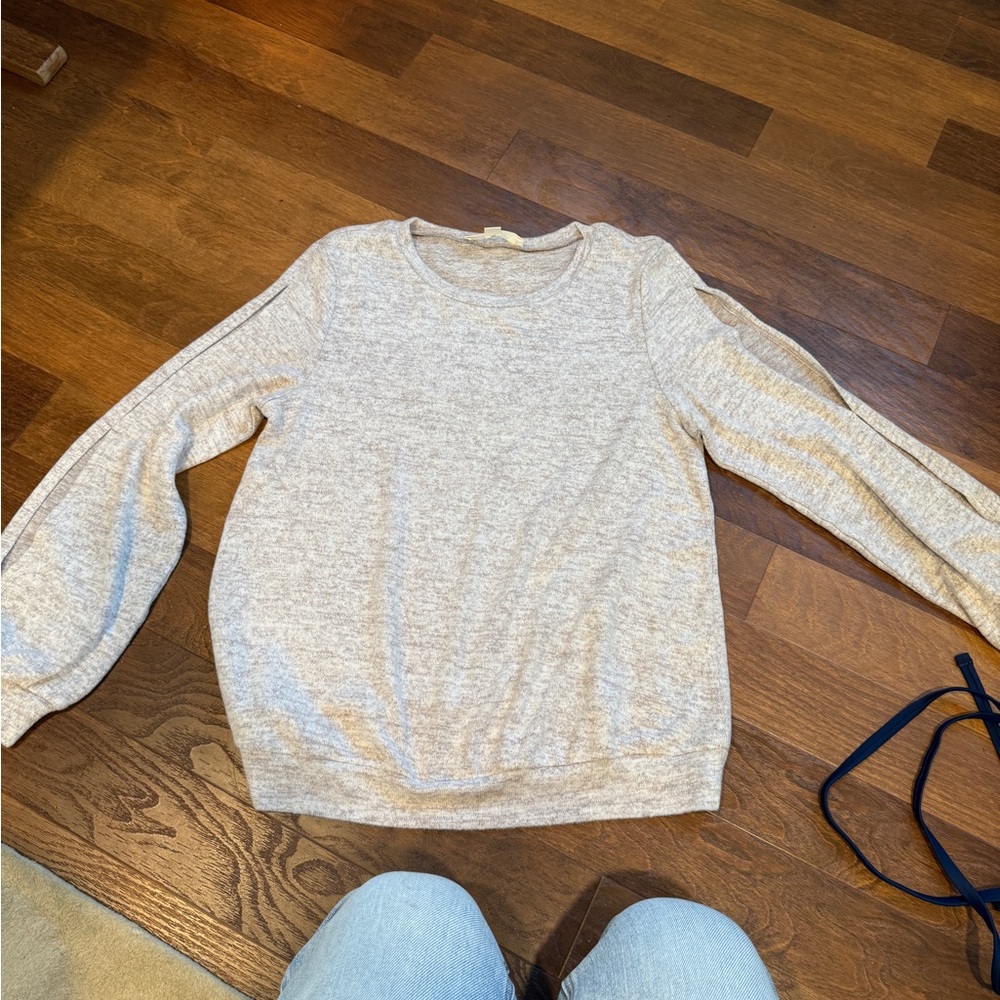 Lovestitch Gray Crew Neck Sweater with Textured Knit